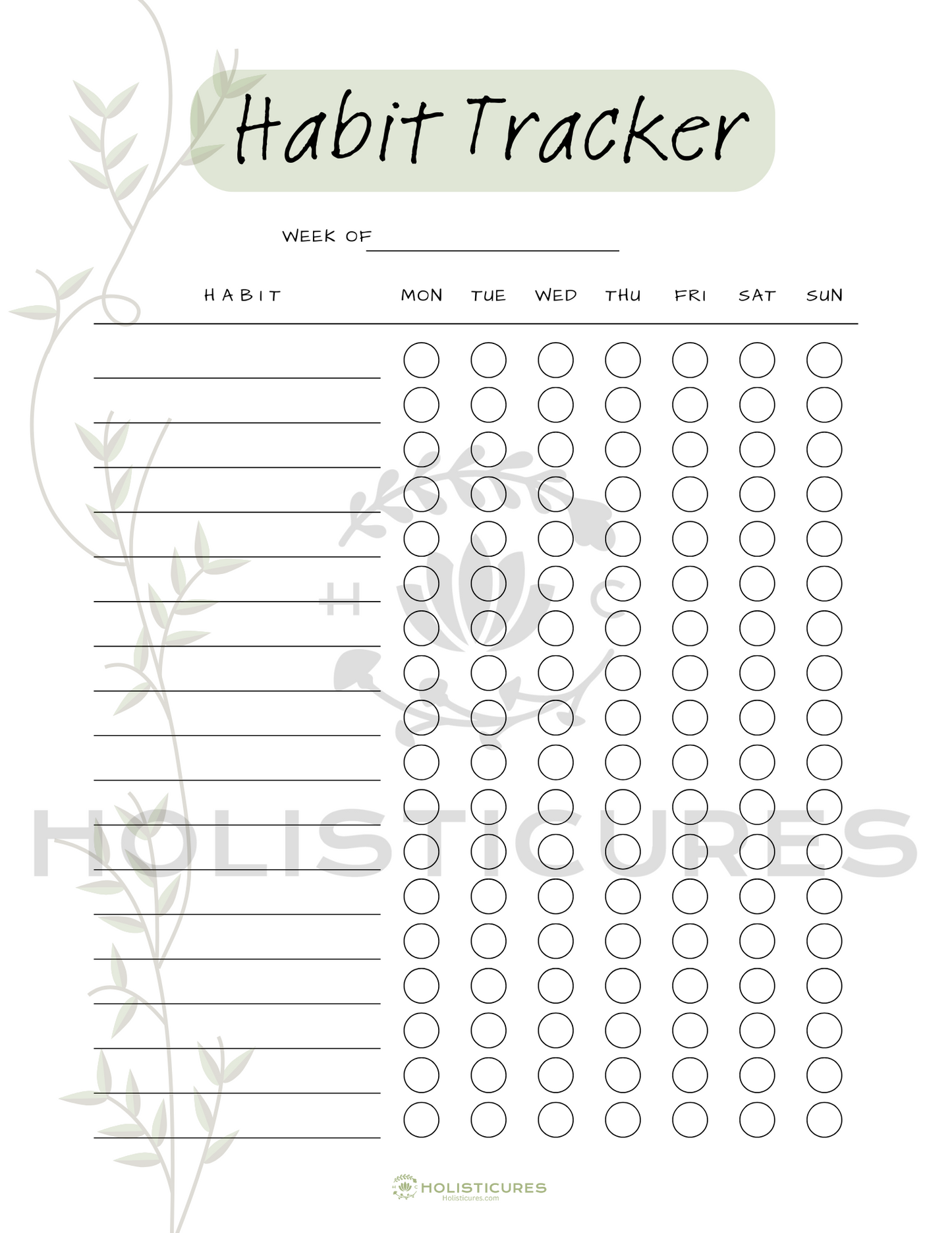 Weekly Habit Tracker (Digital)
